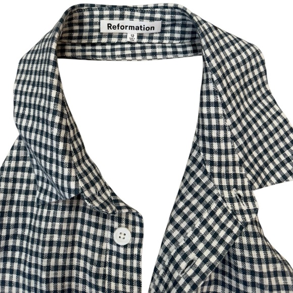 NWT Reformation Tace Linen Dress in Blue Motif Size 12 - Picture 9 of 10